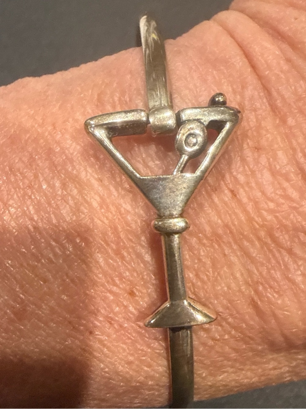 Sterling Silver Hogan & Bolas Martini Glass Bangle Bracelet